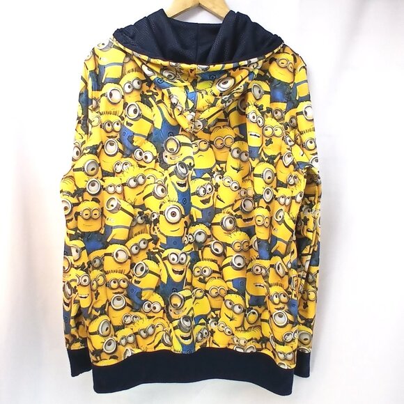 Despicable Me Minion Made Yellow Soft-shell Jacket Windbreaker w/ Hood Like New - Picture 2 of 8
